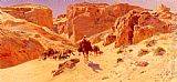 Eugene-alexis Girardet Canvas Paintings - Caravan In The Desert